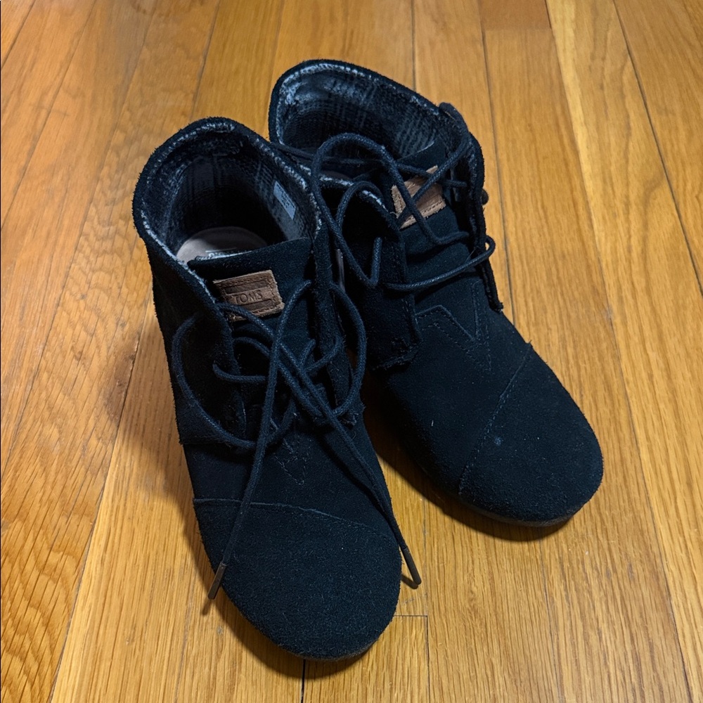 TOMS Black Suede Ankle Boots